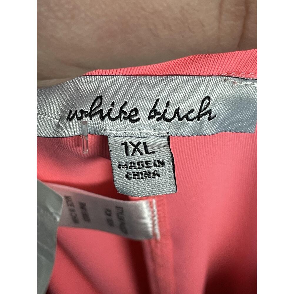 White Birch Shorts Womens 1XL Neon‎ Coral Biker Stretch Activewear High Waist - Picture 6 of 9